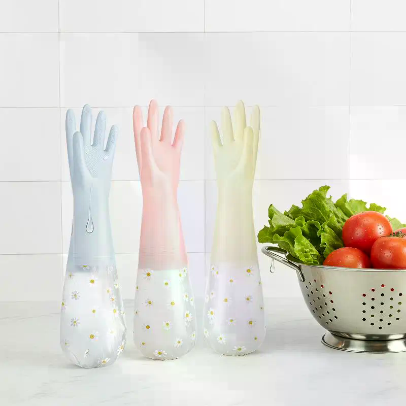 Floral Pattern Household Latex - Rubber Glove Cleaning ulasan dan harga