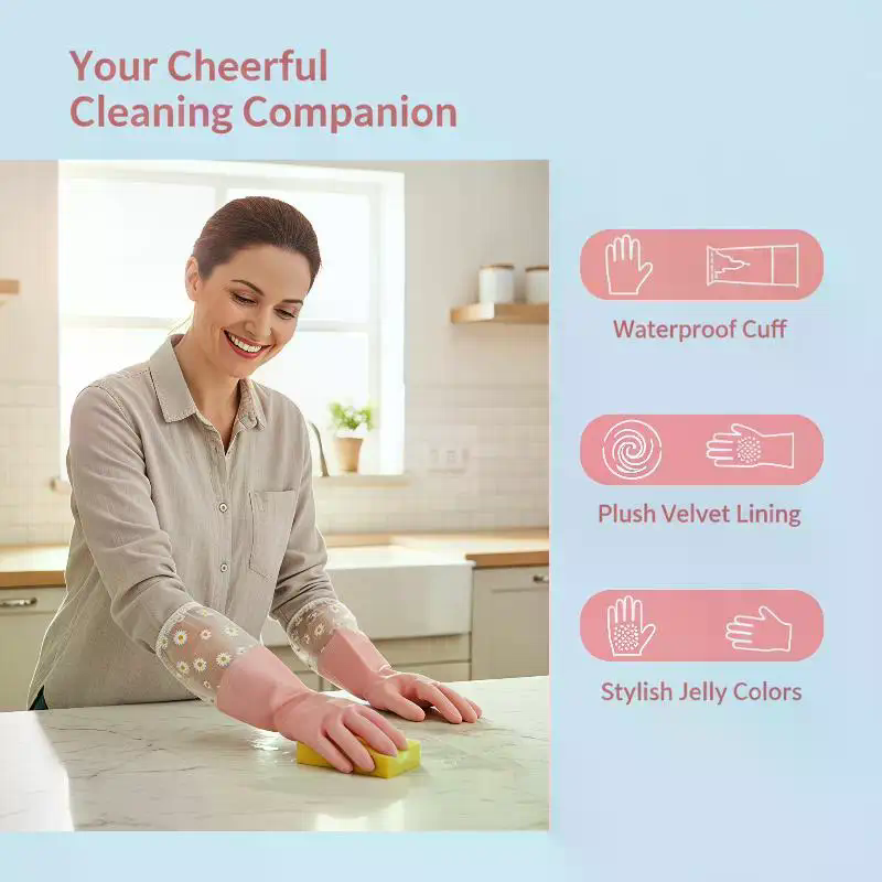Floral Pattern Household Latex - Rubber Glove Cleaning ulasan dan harga