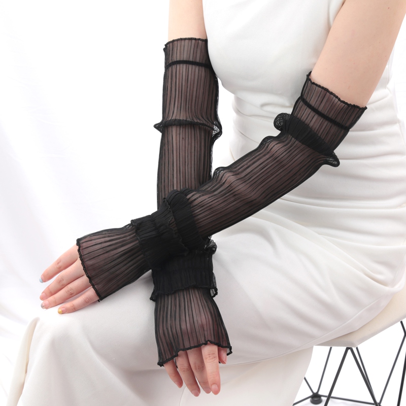 1 Pair Ice Silk Long Sleeves S - Fingerless Glove Knit ulasan dan harga