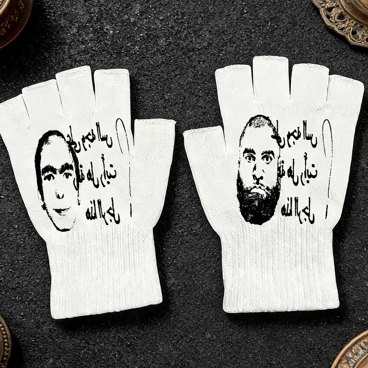Y2K Retro Printed Fingerless G - Fingerless Glove Knit ulasan dan harga