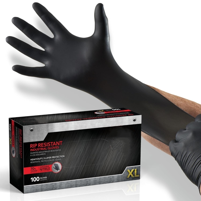 100PCS Black Nitrile Gloves Di - Nitrile Mechanic Glove ulasan dan harga