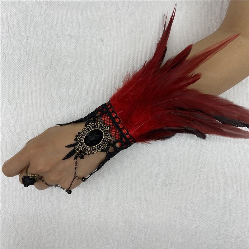 Halloween Feather Lace Gloves  - Motorcycle Glove Knuckle ulasan dan harga